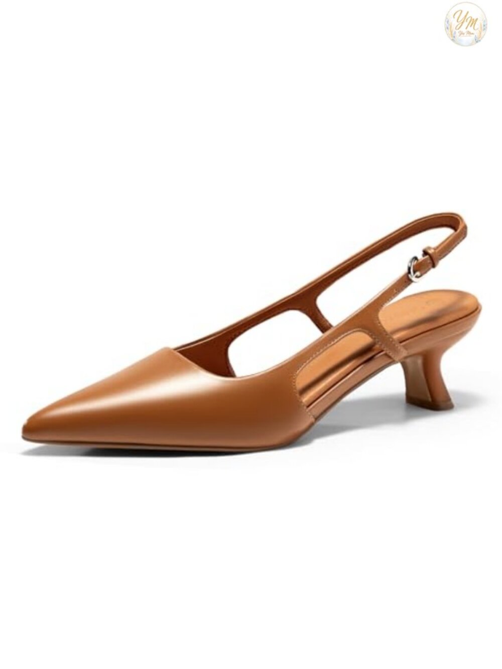 Women's Slingback Kitten Heel Pumps Faux Leather Pointed Toe Dress Shoes